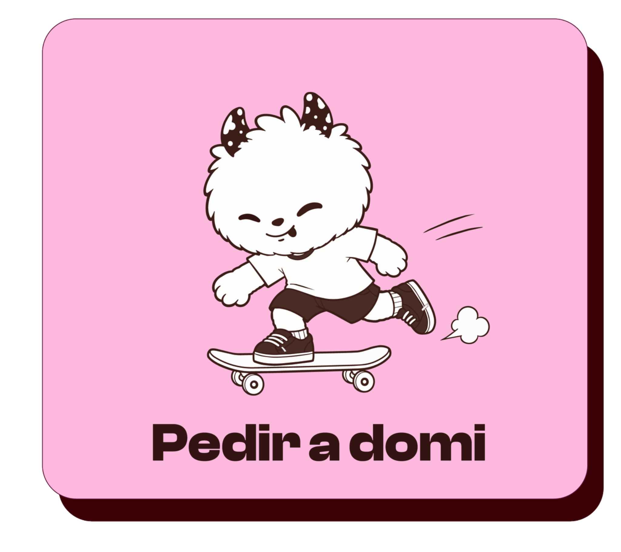 Pedir a domi, ilustración de la mascota Crunchie en patineta